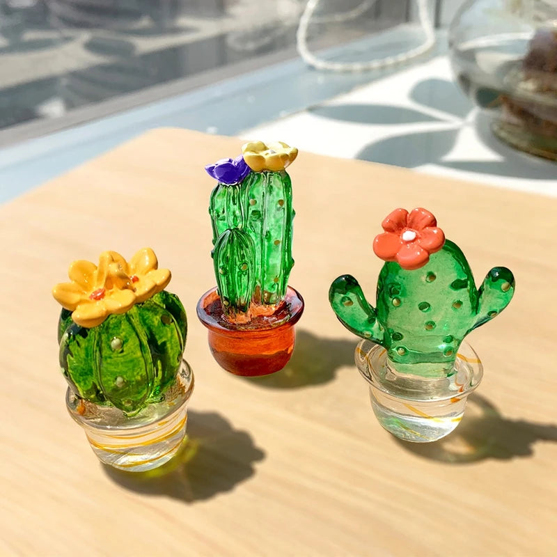Mini Cactus Retro 🏜️✨ - Decoración de Escritorio Vintage para Hogar o Auto