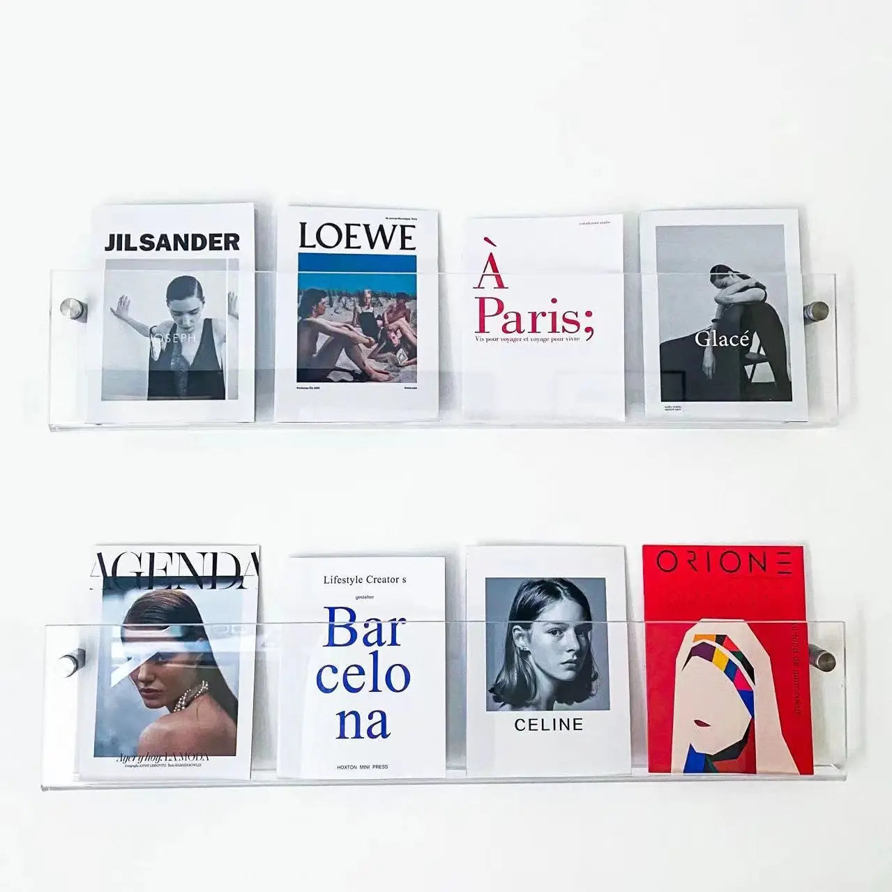 Estante Flotante Retro Acrílico Transparente 🌈 - Para Revistas, Discos y Libros