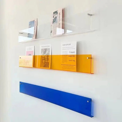 Estante Flotante Retro Acrílico Transparente 🌈 - Para Revistas, Discos y Libros