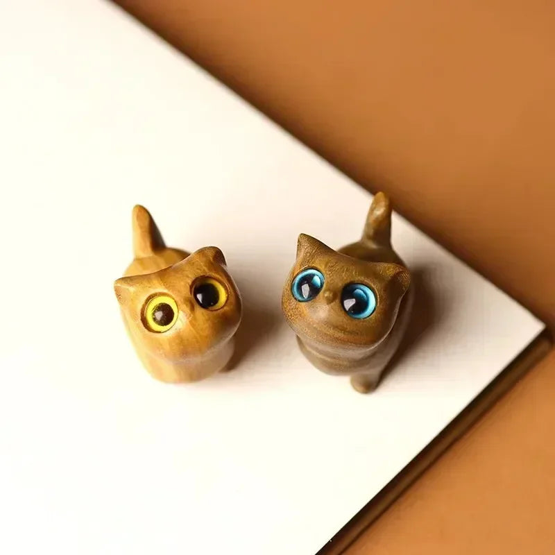 Gatito de Madera Retro 🐾✨ - Figura Artesanal para Decoración Vintage