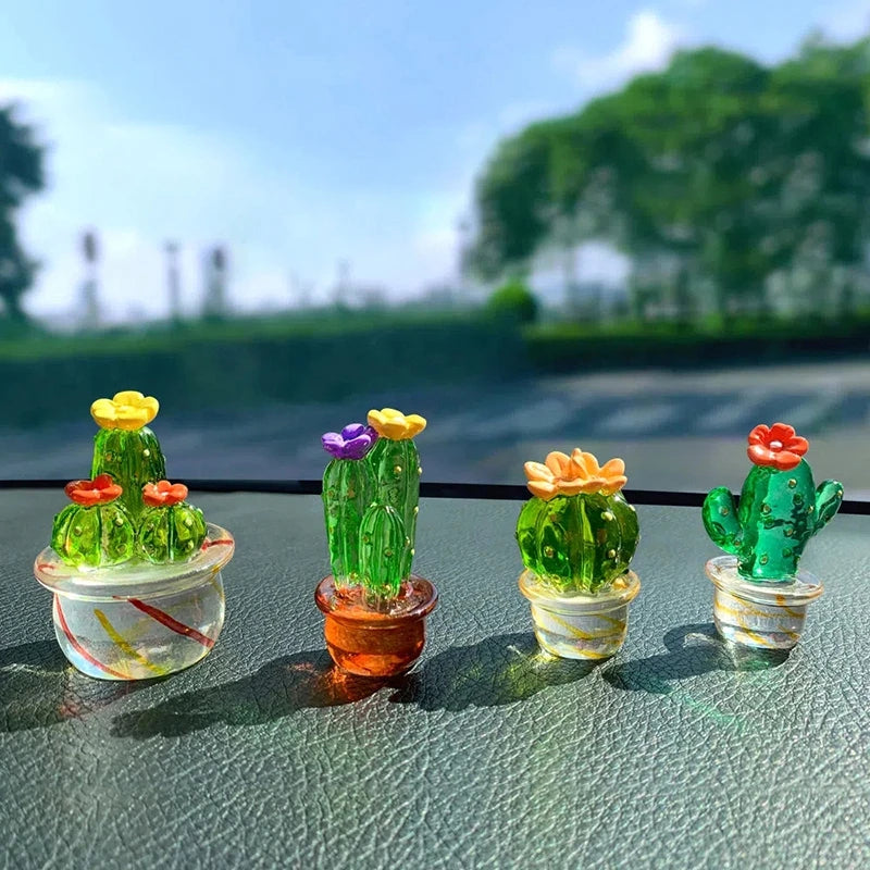 Mini Cactus Retro 🏜️✨ - Decoración de Escritorio Vintage para Hogar o Auto