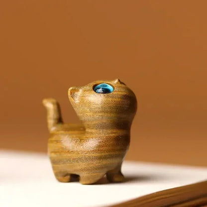 Gatito de Madera Retro 🐾✨ - Figura Artesanal para Decoración Vintage