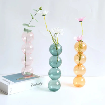 Jarrón de Vidrio Retro Nórdico 🌱✨ - Con Burbujas Artesanales para Plantas o Flores