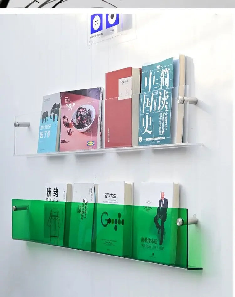 Estante Flotante Retro Acrílico Transparente 🌈 - Para Revistas, Discos y Libros