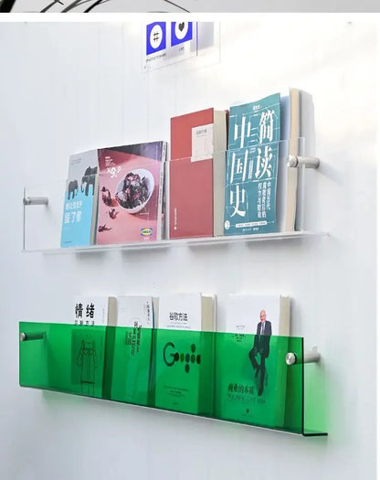Estante Flotante Retro Acrílico Transparente 🌈 - Para Revistas, Discos y Libros