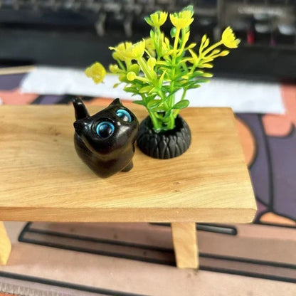 Gatito de Madera Retro 🐾✨ - Figura Artesanal para Decoración Vintage