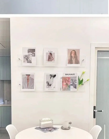 Estante Flotante Retro Acrílico Transparente 🌈 - Para Revistas, Discos y Libros
