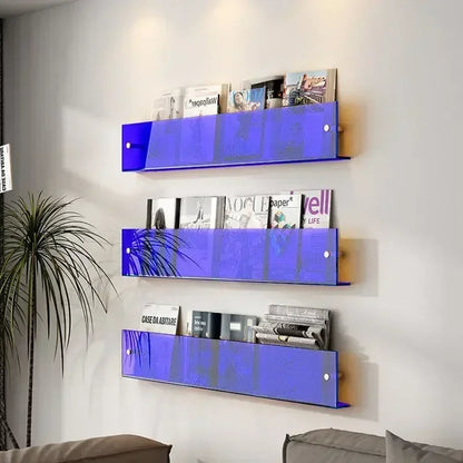 Estante Flotante Retro Acrílico Transparente 🌈 - Para Revistas, Discos y Libros