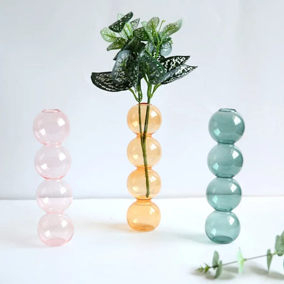 Jarrón de Vidrio Retro Nórdico 🌱✨ - Con Burbujas Artesanales para Plantas o Flores