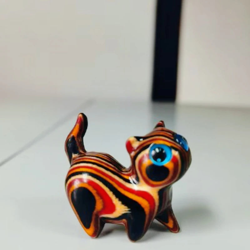 Gatito de Madera Retro 🐾✨ - Figura Artesanal para Decoración Vintage