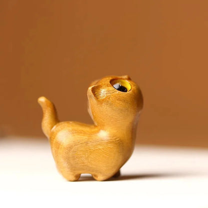 Gatito de Madera Retro 🐾✨ - Figura Artesanal para Decoración Vintage