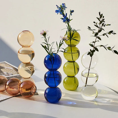 Jarrón de Vidrio Retro Nórdico 🌱✨ - Con Burbujas Artesanales para Plantas o Flores