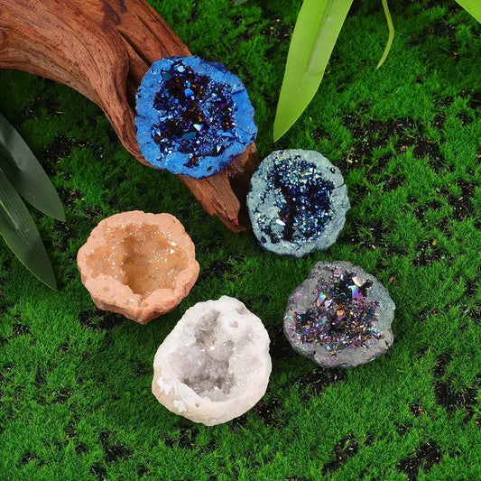 Geoda de Ágata Electrochapada 🌈✨ - Pieza Única para Decoración Retro-Mística