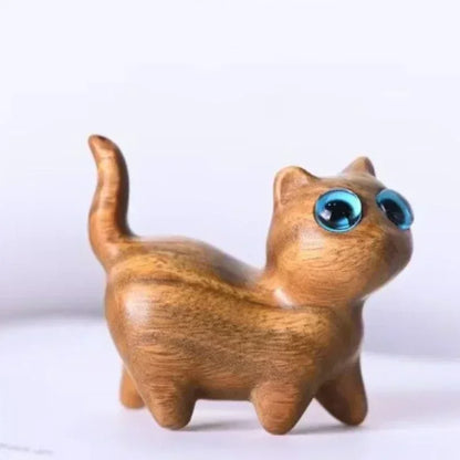 Gatito de Madera Retro 🐾✨ - Figura Artesanal para Decoración Vintage