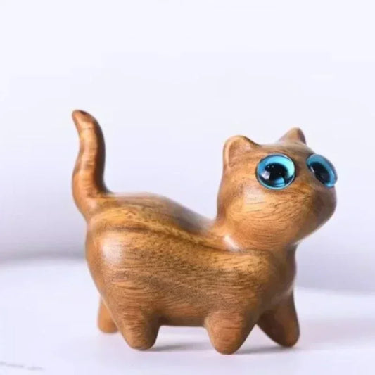 Gatito de Madera Retro 🐾✨ - Figura Artesanal para Decoración Vintage