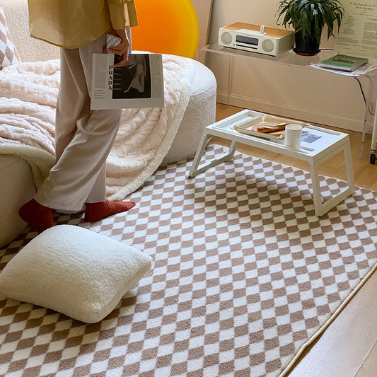 Alfombra Japonesa Retro a Cuadros 🏮 - Personalizable para Salón o Dormitorio